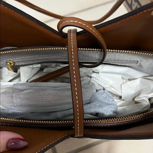 Geometric Brown and Cream Shoulder Bag - Picture 3 of 6